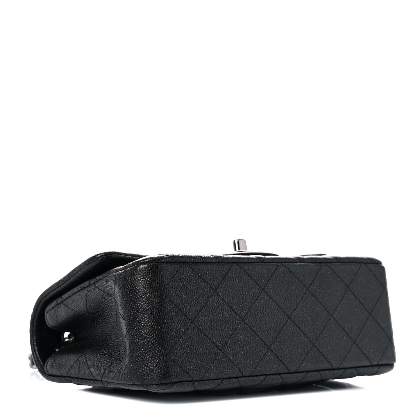 Iridescent Caviar Quilted Mini Rectangular Flap Black