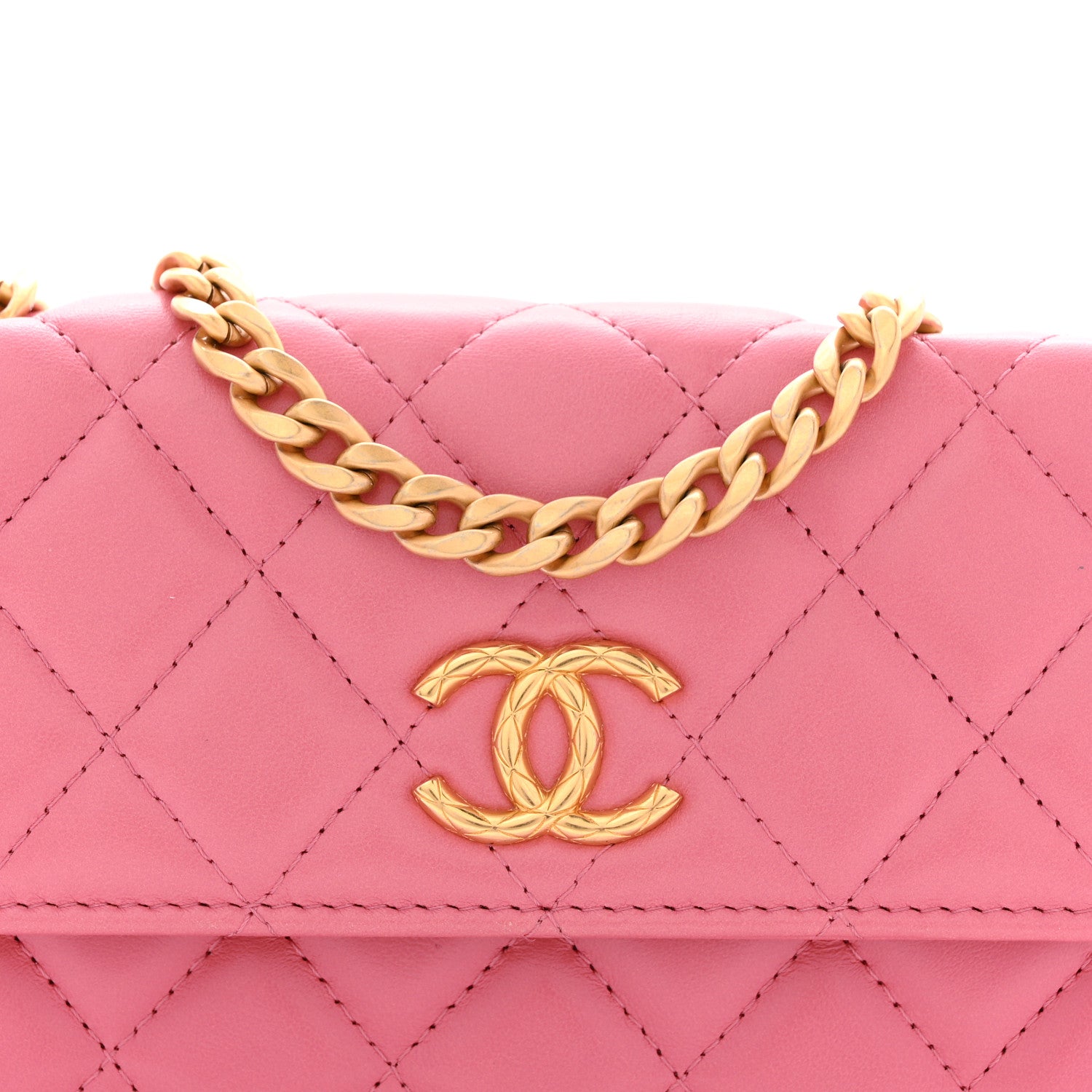 Chanel Lambskin Quilted Pillow Crush Flap Phone Holder With Chain Pink 8 of 12