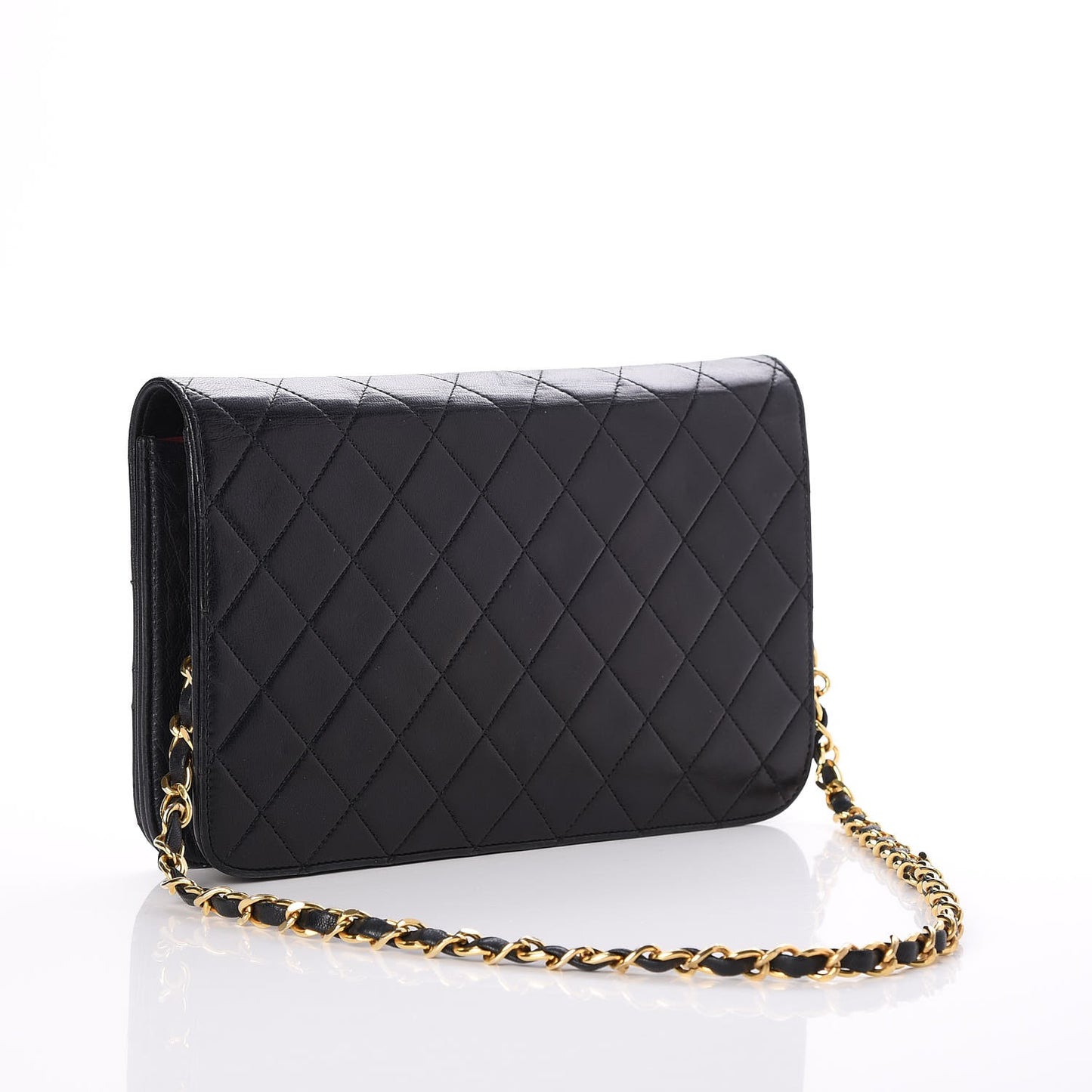 Lambskin Quilted Wallet On Chain WOC Black