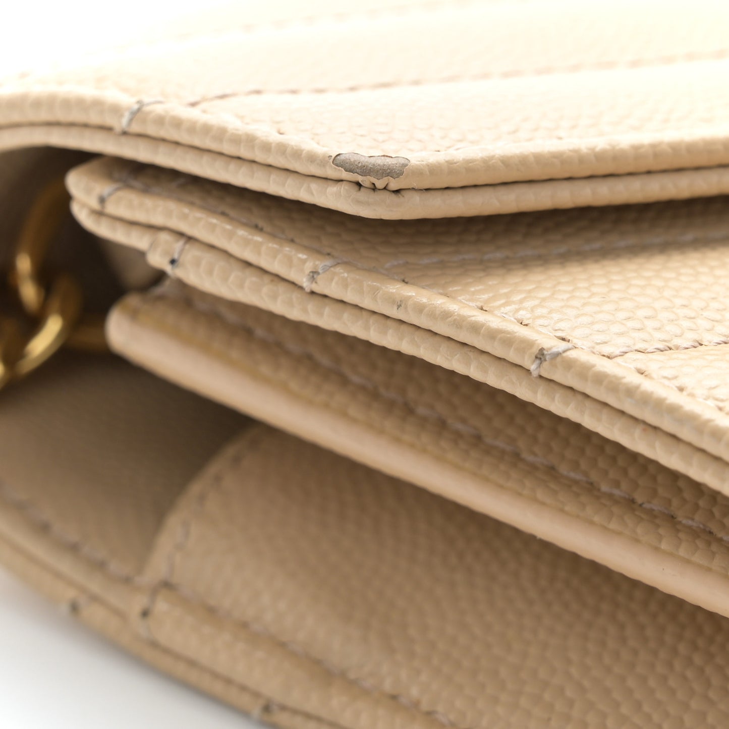 Grain De Poudre Matelasse Chevron Monogram Chain Wallet Nude Powder