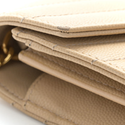 Saint Laurent Grain De Poudre Matelasse Chevron Monogram Chain Wallet Nude Powder 13 of 13