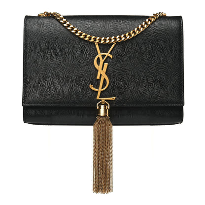 Saint Laurent Grain De Poudre Small Classic Monogram Kate Tassel Satchel Black 1 of 13
