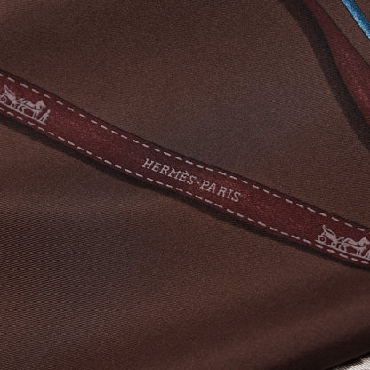 Hermes Silk Attrape Tes Reves Scarf 90 Chocolat Ardoise Taupe 5 of 7