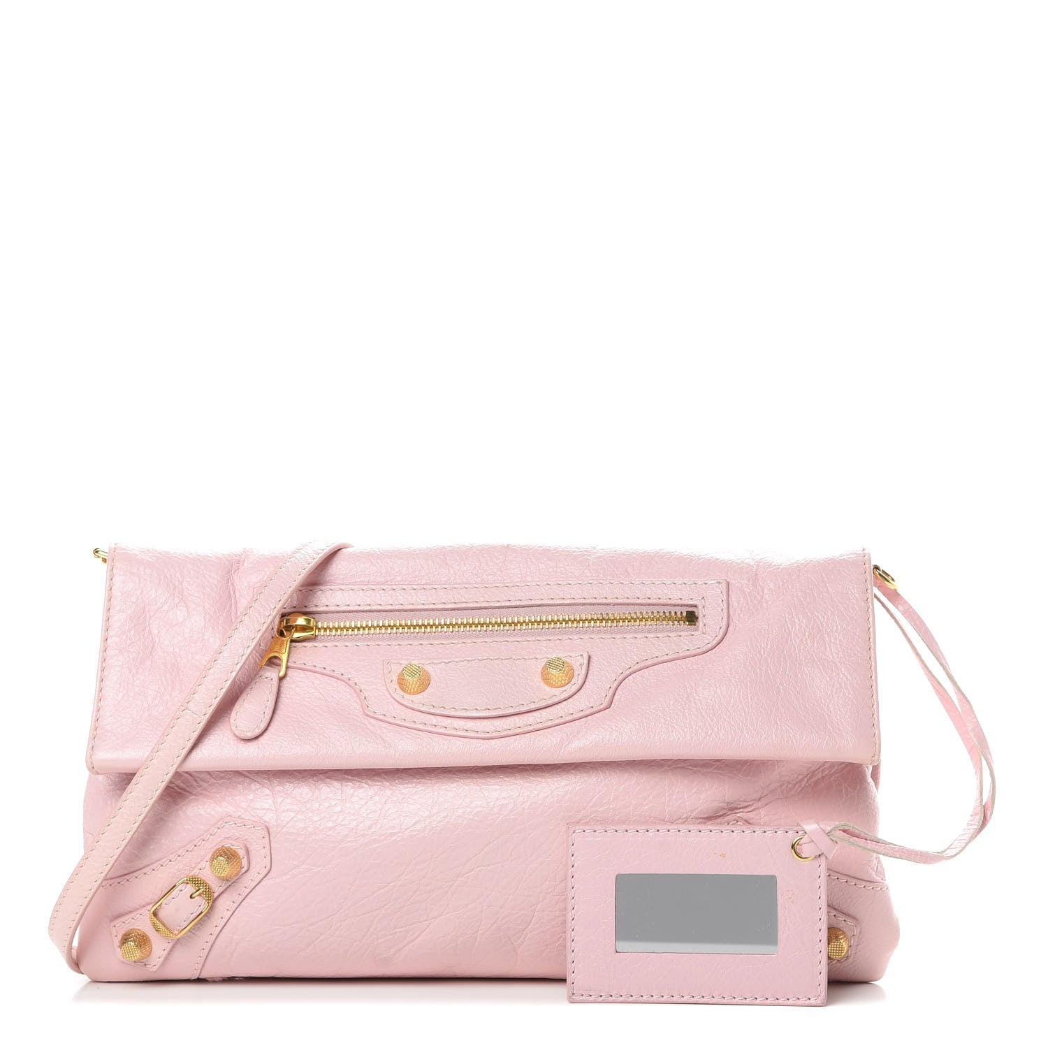 Balenciaga Agneau Giant 12 Gold Hardware Envelope Strap Clutch Rose Poudre 1 of 13