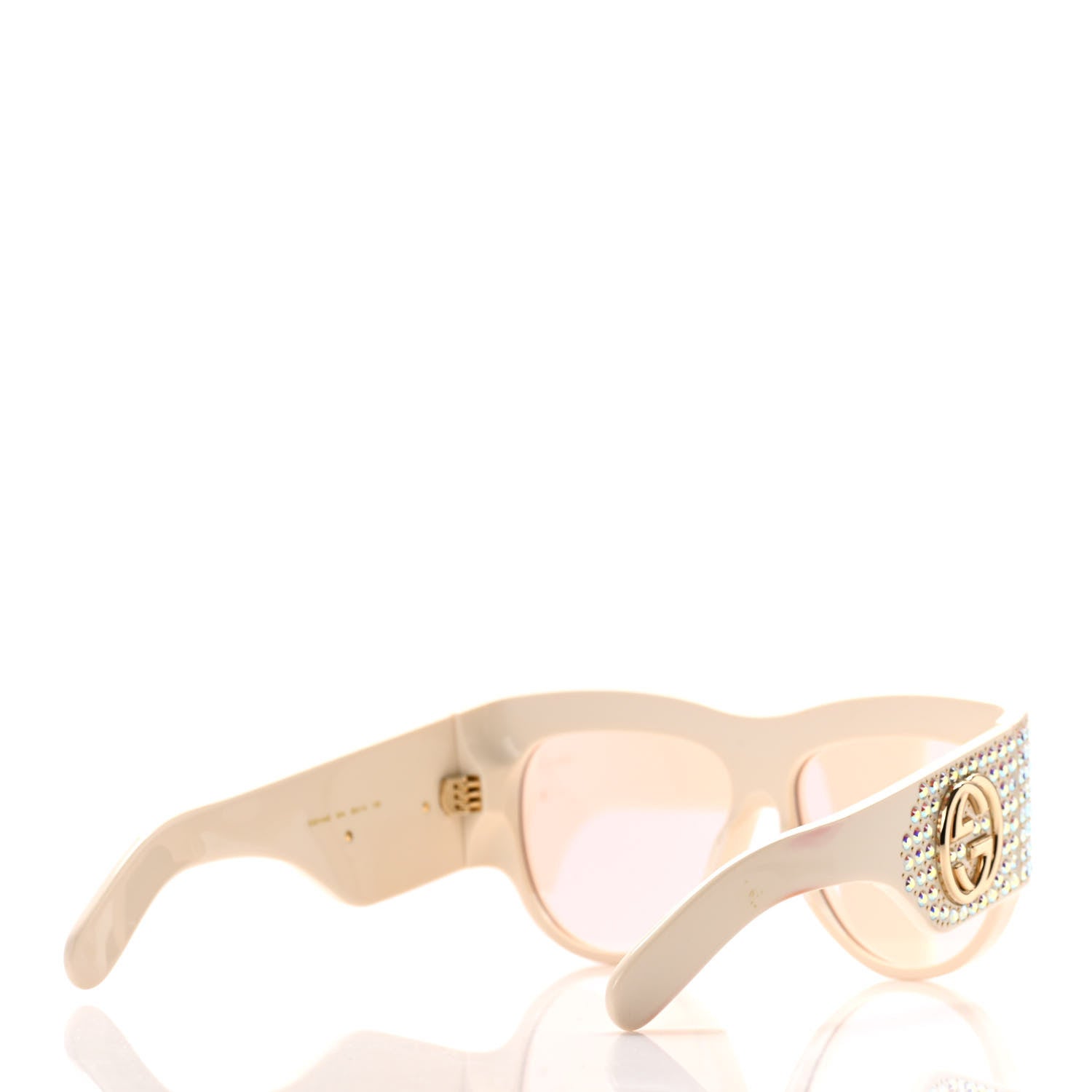 Gucci Acetate Crystal Oversize Hollywood Forever Sunglasses GG0144S Ivory 4 of 10