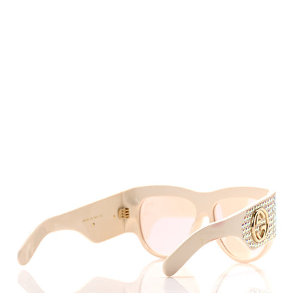 Gucci Acetate Crystal Oversize Hollywood Forever Sunglasses GG0144S Ivory 4 of 10