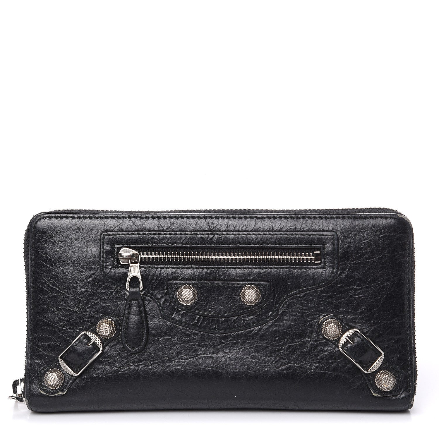 Balenciaga Agneau Giant 12 Silver Hardware Continental Zip Around Wallet Black 1 of 13