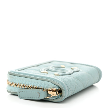 Chanel Caviar Quilted Filigree Coin Purse Light Blue 5 of 14
