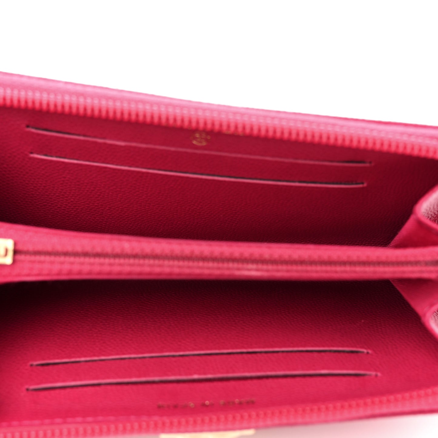 Caviar Quilted Small Boy Zip Around Wallet Fuchsia