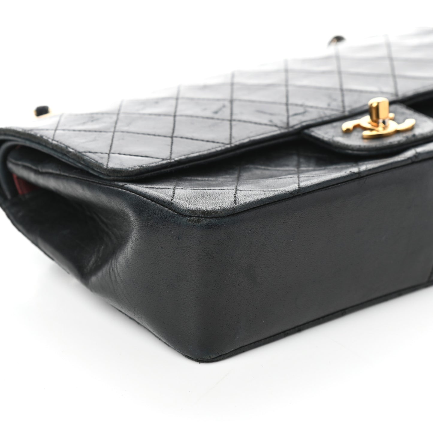 Lambskin Quilted Medium Double Flap Black