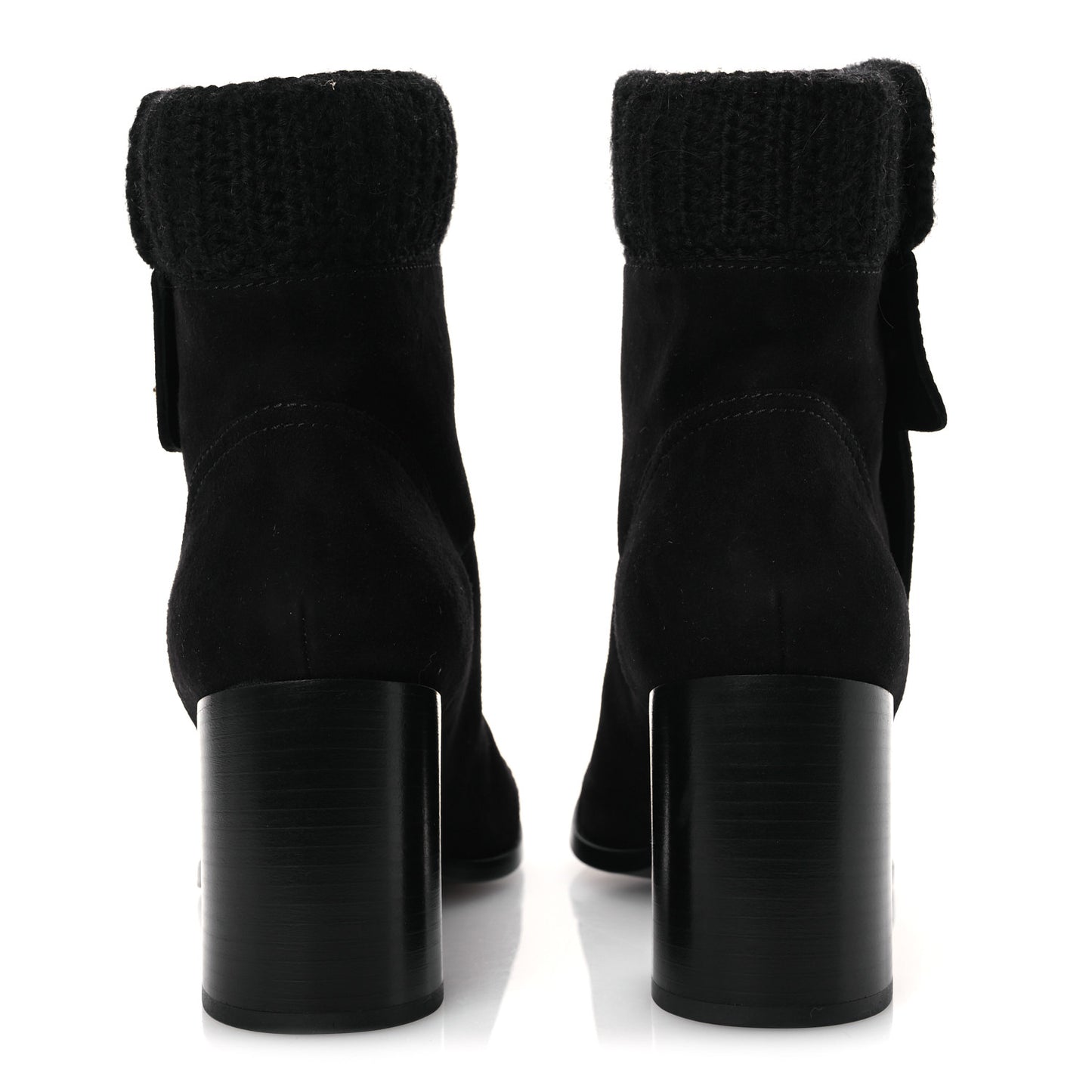 Suede Lambskin Knit CC Short Boots 39.5 Black
