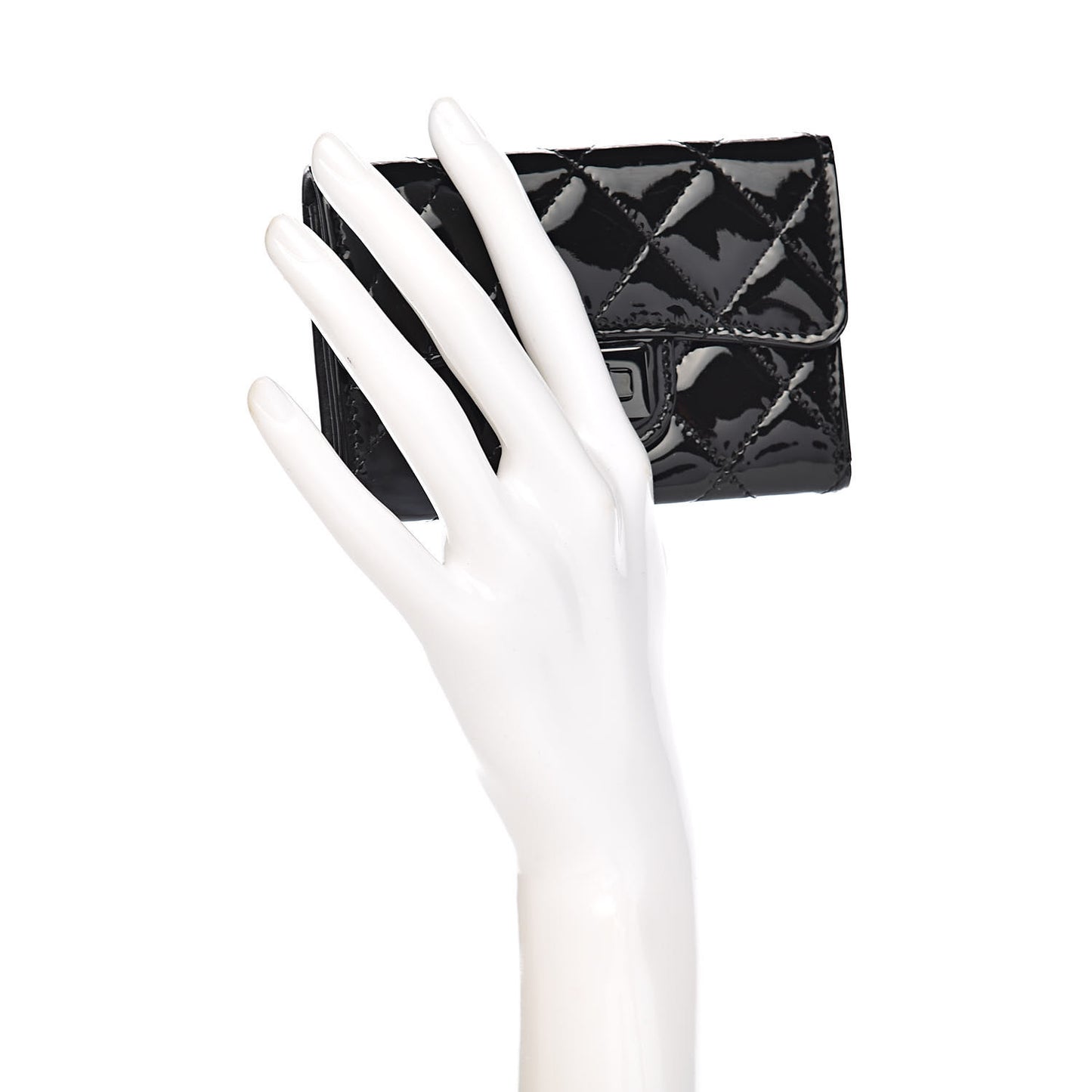 Patent Quilted Reissue Flap Card Holder So Black