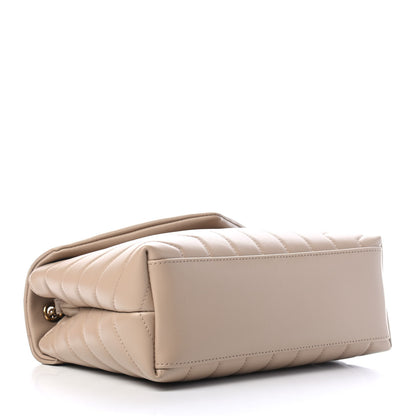 Saint Laurent Calfskin Y Quilted Monogram Small Loulou Chain Satchel Dark Beige 3 of 4