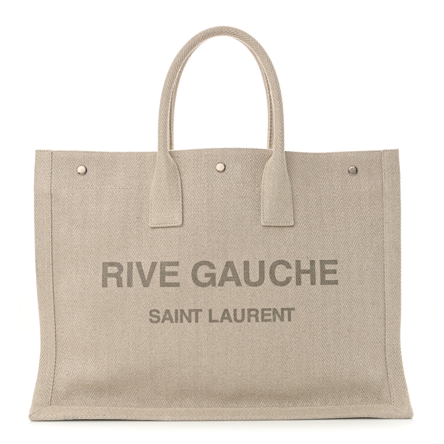 Saint Laurent Cotton Linen Rive Gauche Tote Light Shell 1 of 10