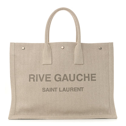 Saint Laurent Cotton Linen Rive Gauche Tote Light Shell 1 of 10