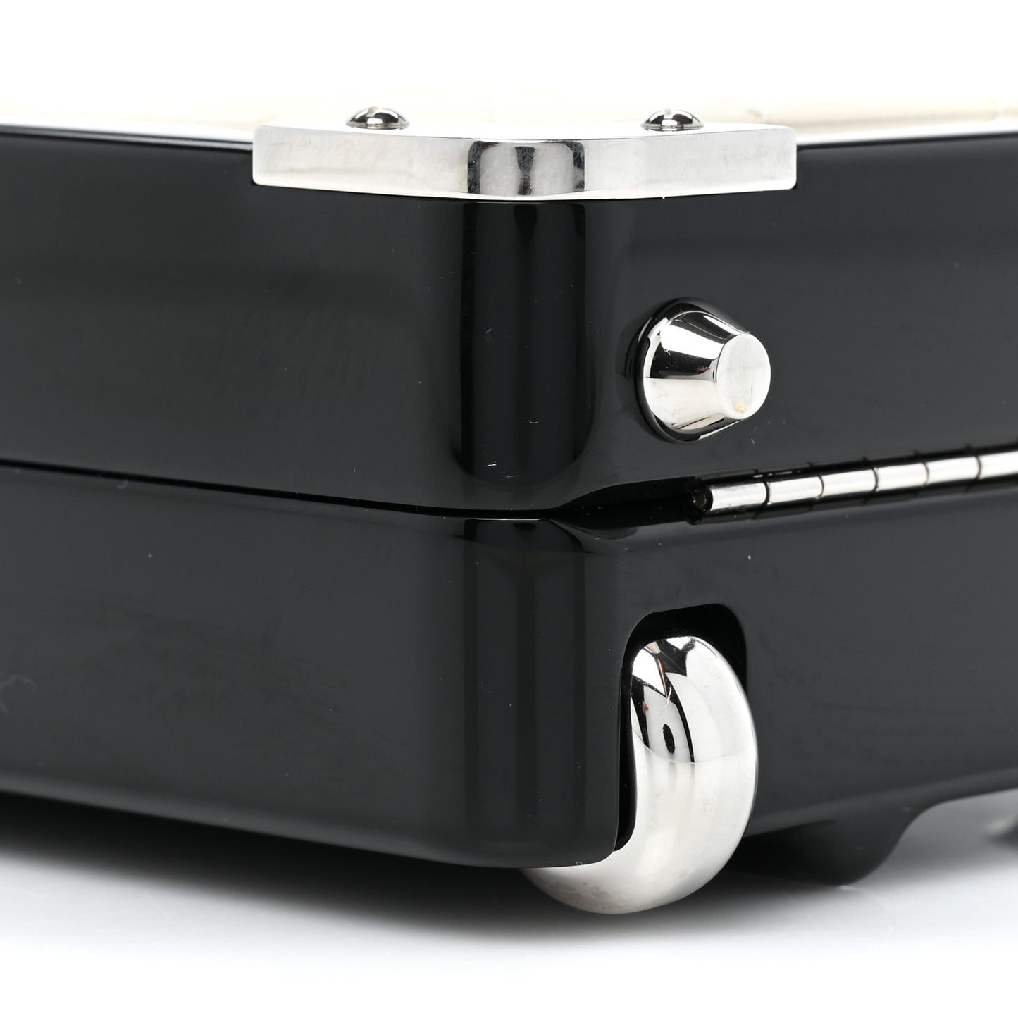 Plexiglass Lambskin Evening In The Air Mini Trolley Minaudiere Clutch Beige Black