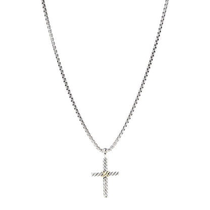David Yurman Sterling Silver 18K Yellow Gold X Cross Necklace 1 of 5
