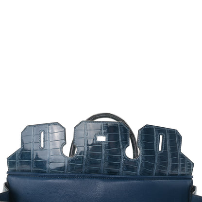 Hermes Shiny Porosus Crocodile Birkin 35 Bleu Roi 15 of 39