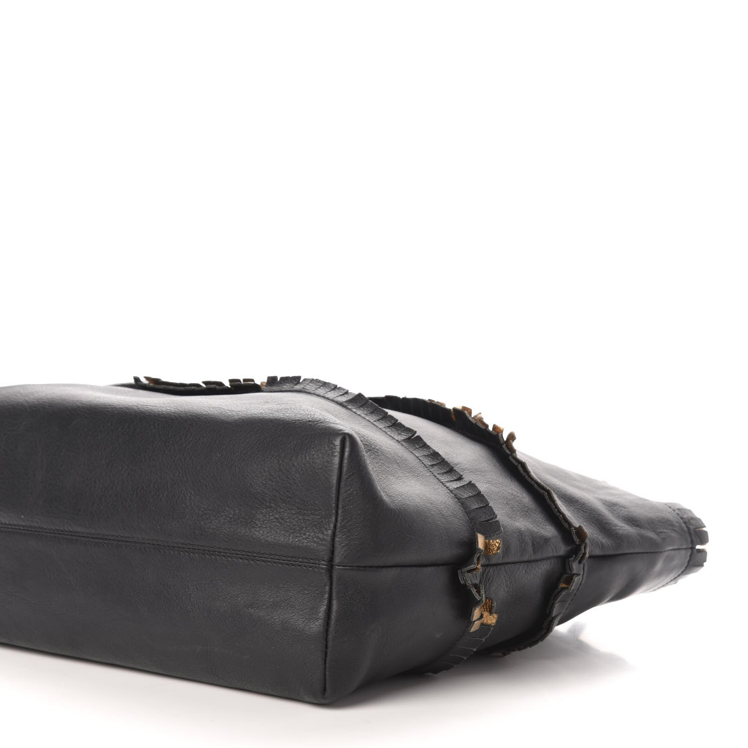 Fendi Calfskin Ruffle Roll Tote Black 10 of 13