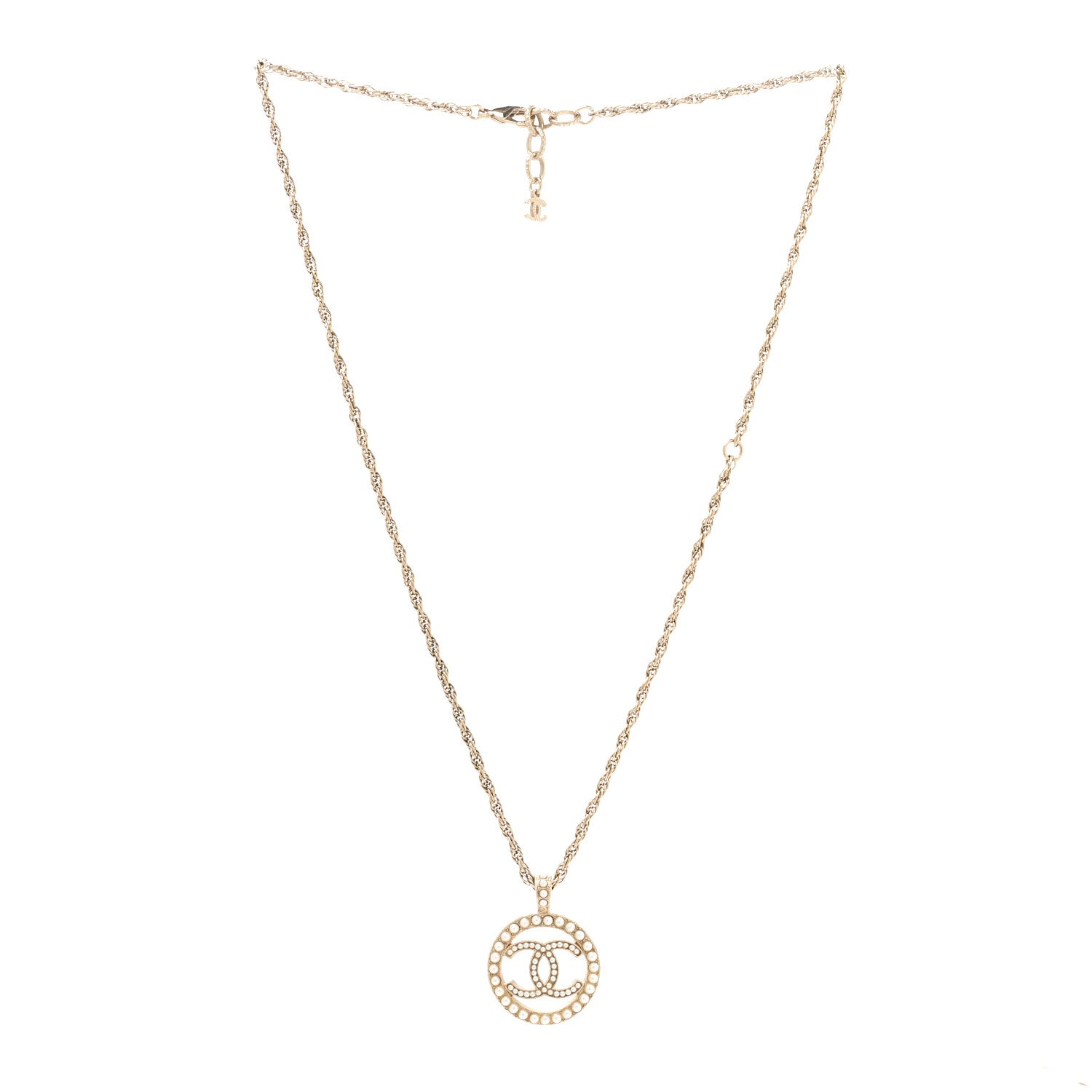 Chanel Pearl CC Round Pendant Necklace Gold 3 of 4