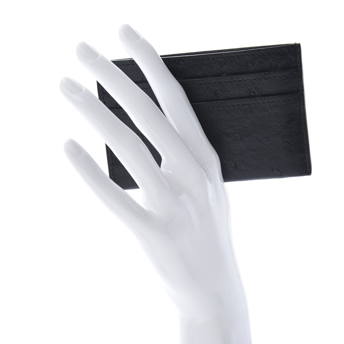 Ostrich Double Card Holder Black