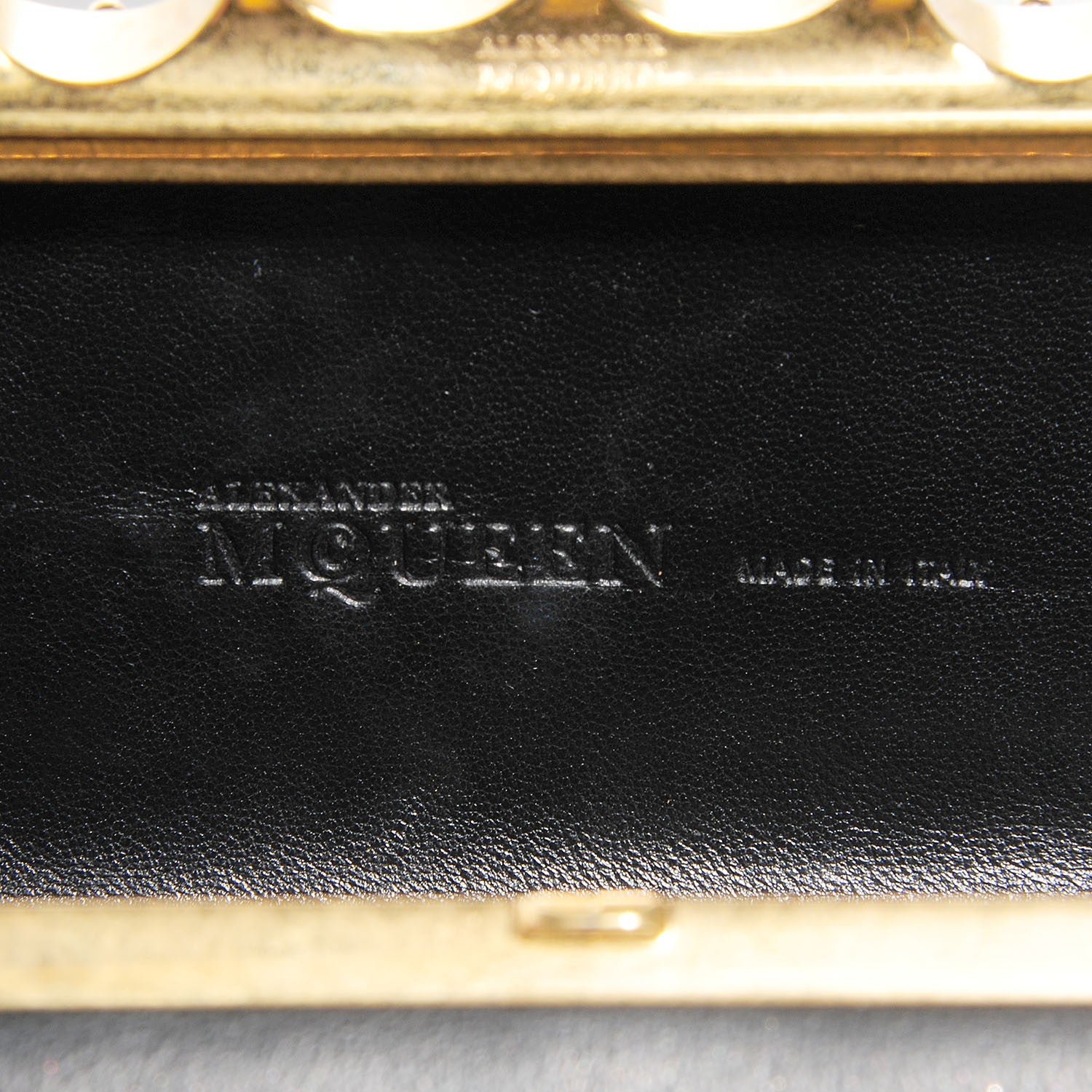 Alexander McQueen Nappa Leather Studded Skull Knuckle Box Long Clutch Black 6 of 8