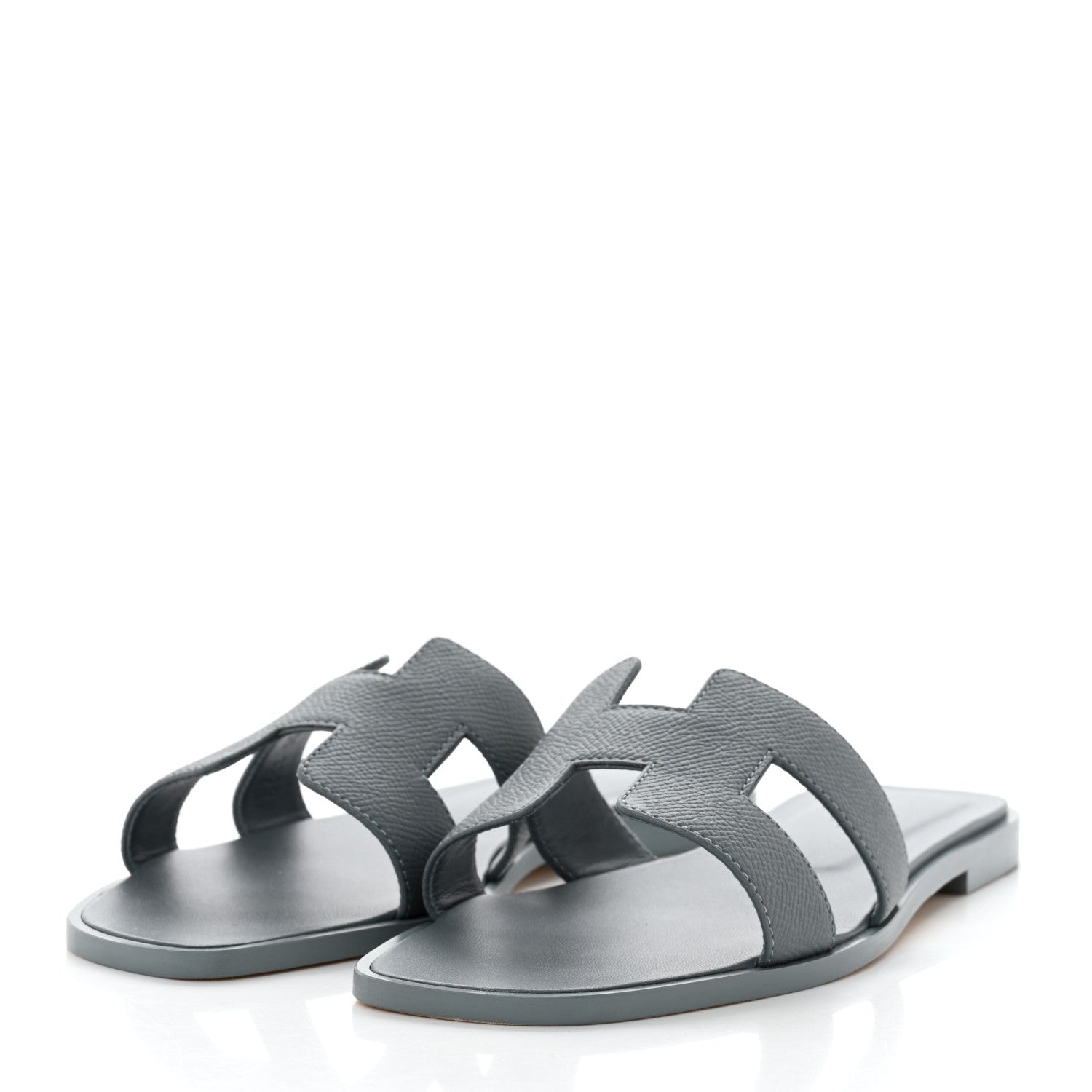 Hermes Epsom Oran Sandals 37.5 Gris Antarctique 3 of 9