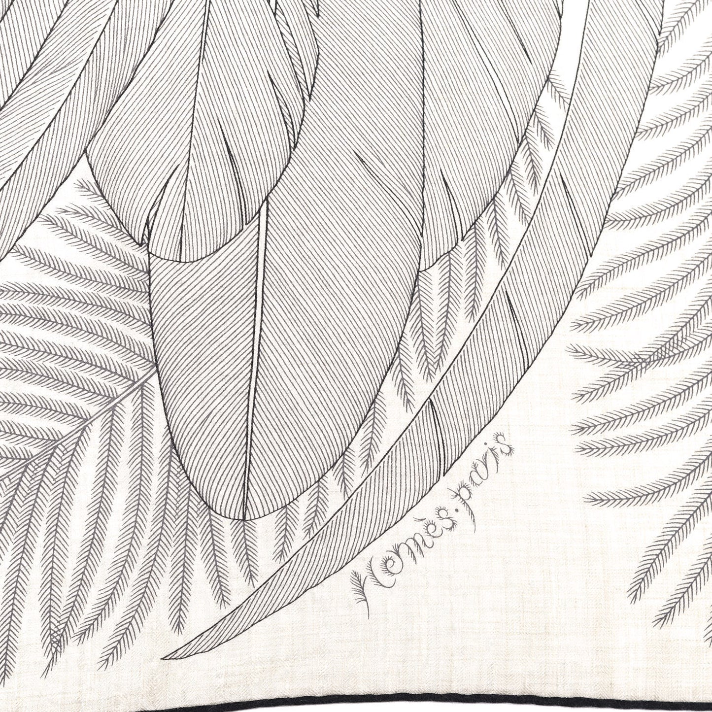 Cashmere Silk Plumes En Fete Shawl 140 Naturel Black
