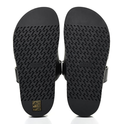 Hermes Calfskin Womens Chypre Sandals 37 Black 4 of 4