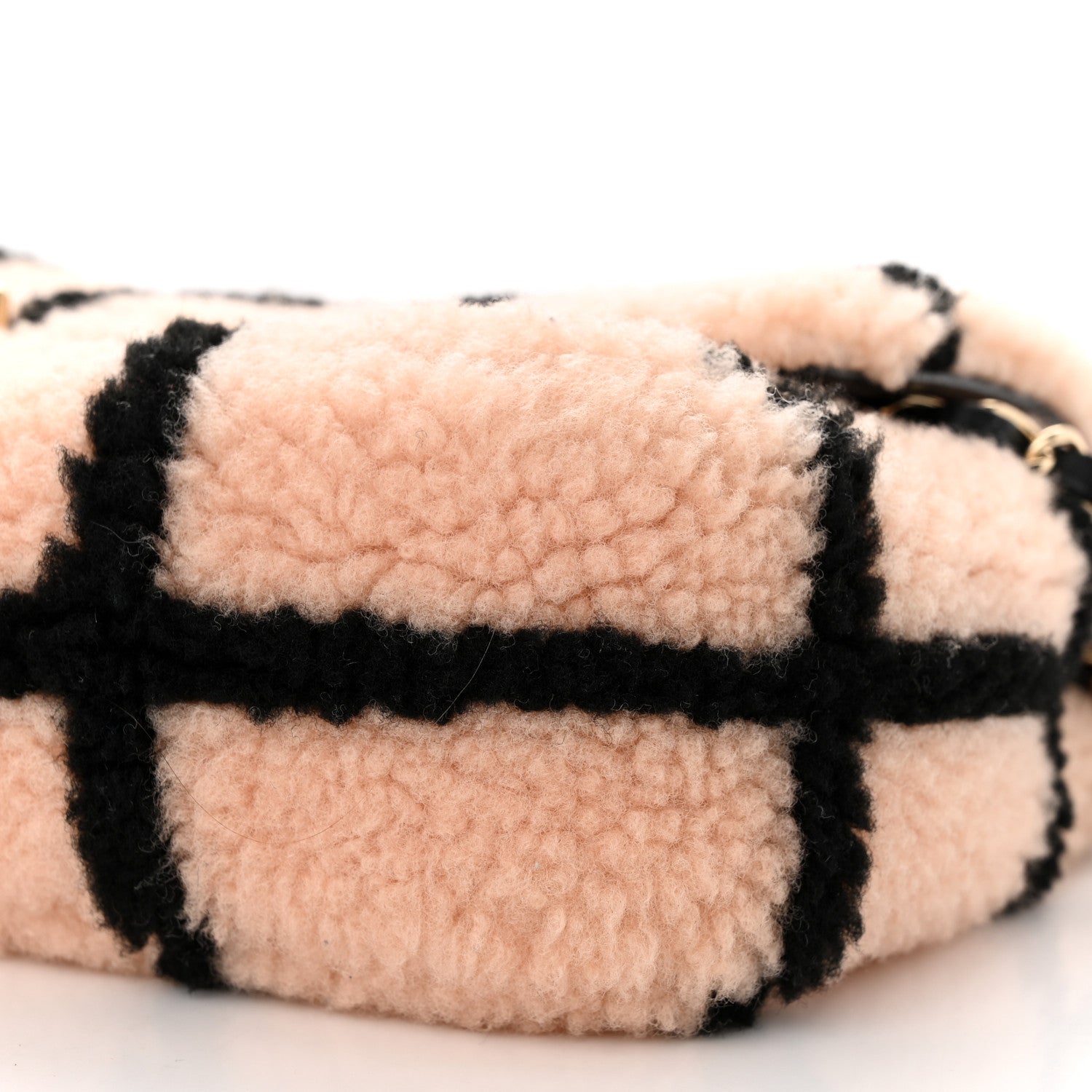 Chanel Shearling Lambskin Large Fluffy Tartan Single Flap Pink Black 10 of 13