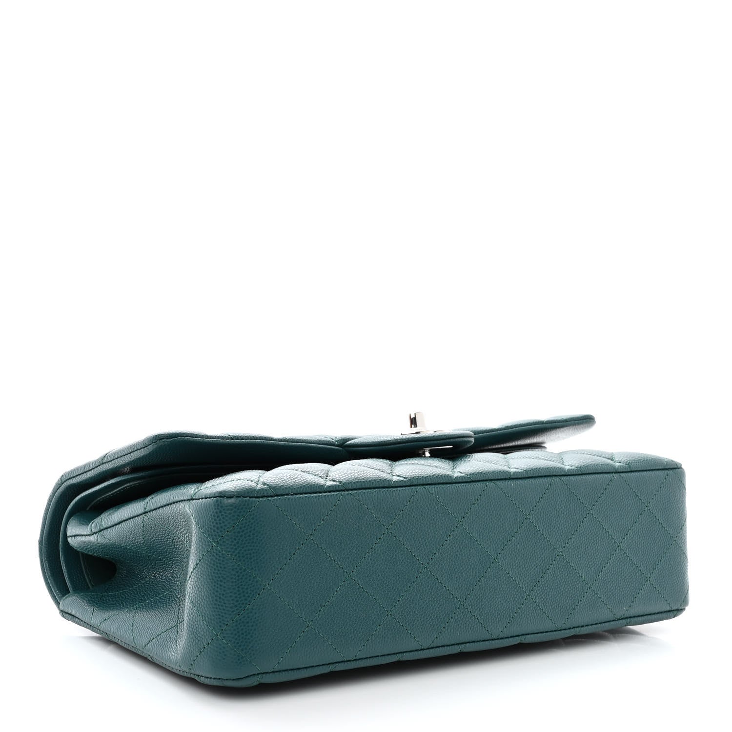 Chanel Caviar Quilted Medium Double Flap Dark Turquoise 4 of 12