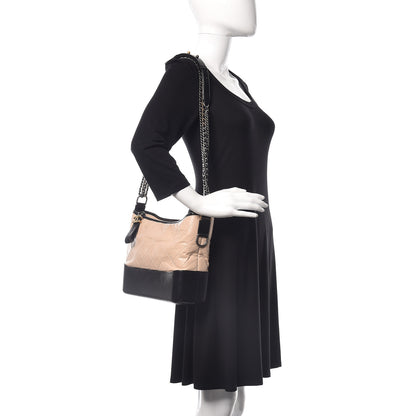 Chanel Aged Calfskin Quilted Medium Gabrielle Hobo Beige Black 2 of 12
