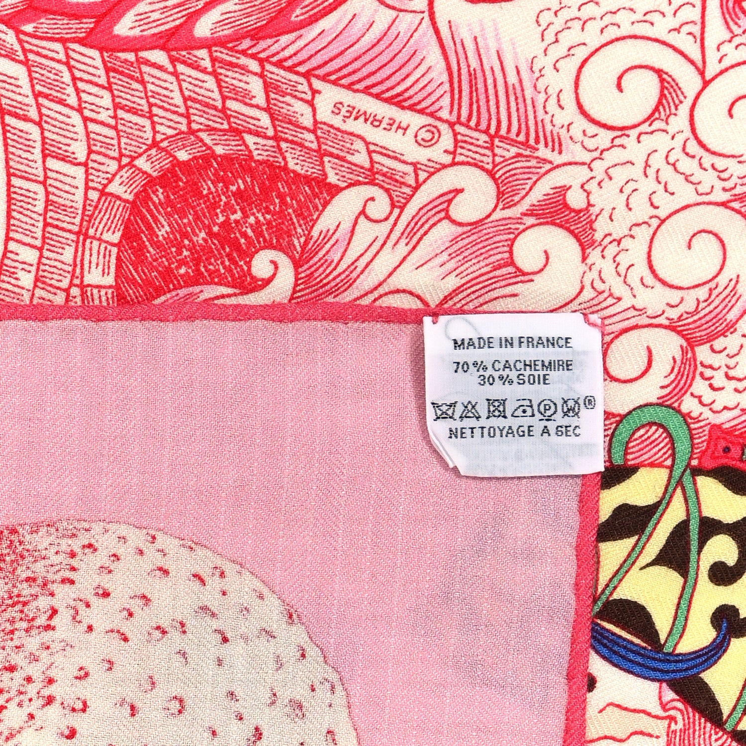 Hermes Cashmere Silk Cosmographia Universalis Shawl 140 Rose White Bleu 3 of 4