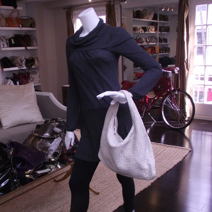 Bottega Veneta Leather Woven Hobo White 2 of 11