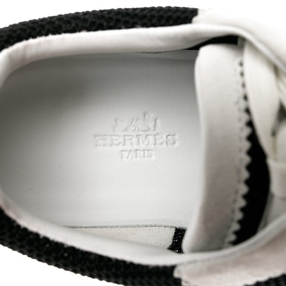 Hermes Air Mesh Suede Goatskin Bouncing Sneakers 37 Black Orange 6 of 8
