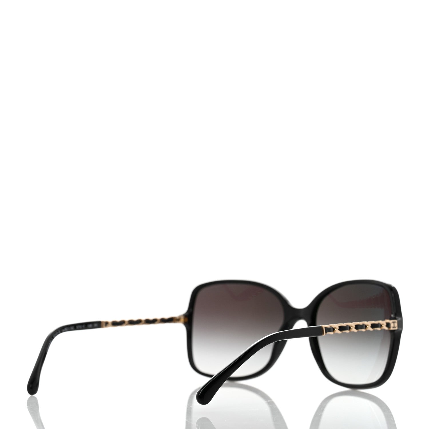 Chanel Acetate Lambskin Chain Square Sunglasses 5210-Q Black 4 of 8