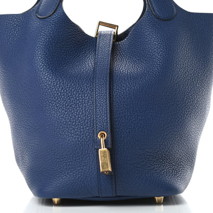 Hermes Taurillon Maurice Picotin Lock 18 PM Bleu Saphir 8 of 11