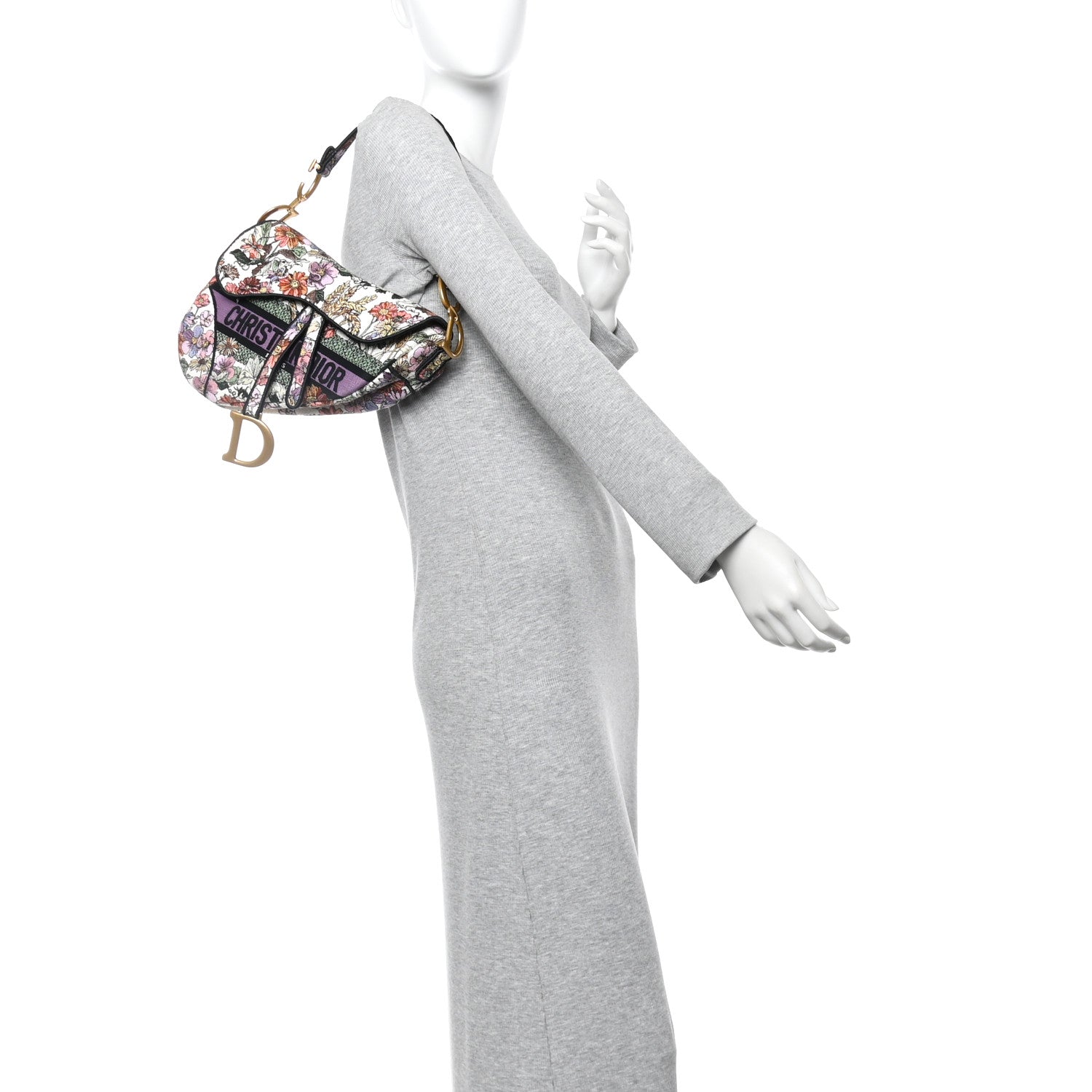 Christian Dior Canvas Embroidered 4 Saisons Été Saddle Bag White Multicolor 2 of 11