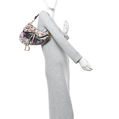 Christian Dior Canvas Embroidered 4 Saisons Été Saddle Bag White Multicolor 2 of 11