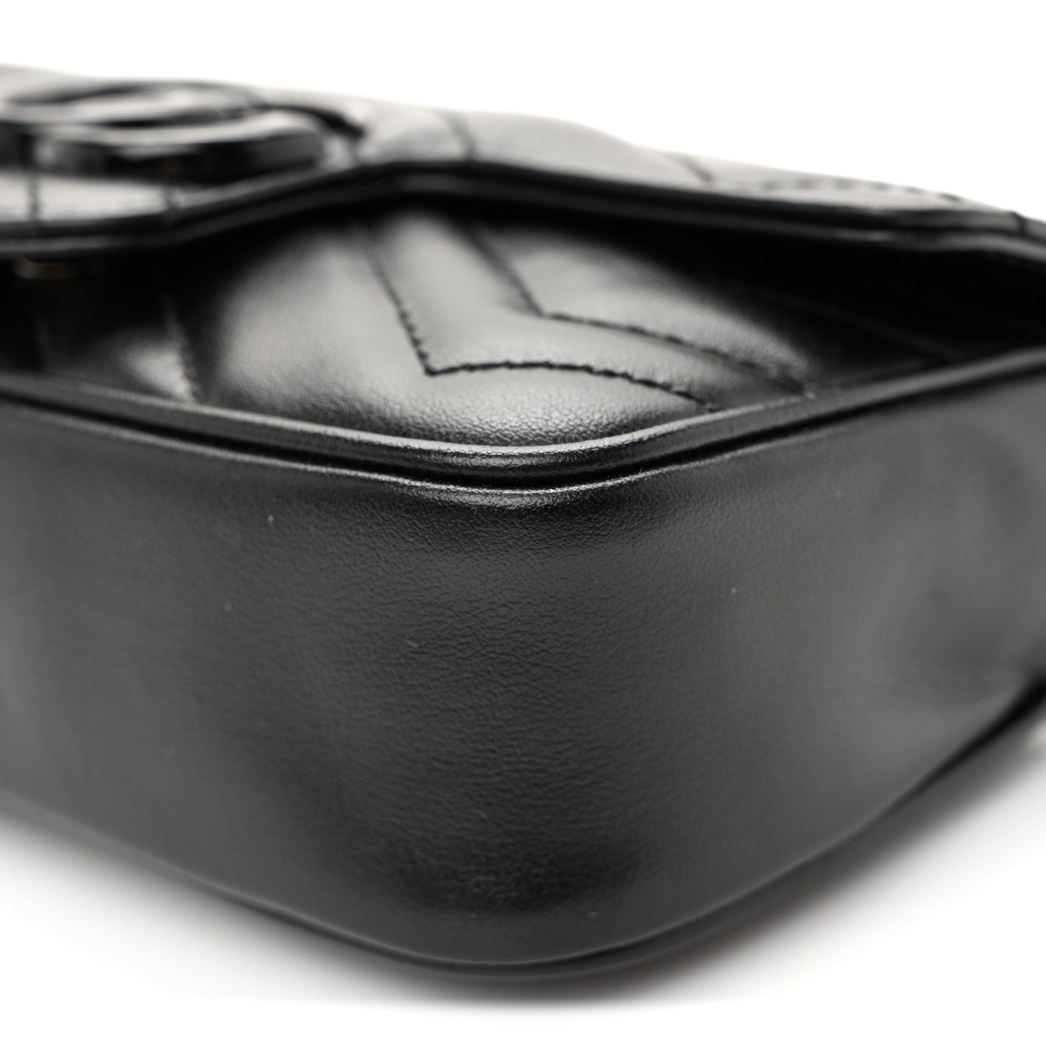 Gucci Calfskin Matelasse Monochrome GG Marmont Chain Belt Bag Black 10 of 10