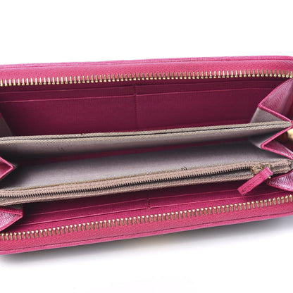 Fendi Zucca Spalmati Vitello Elite Zip Around Wallet Tobacco Ciclamino 4 of 7