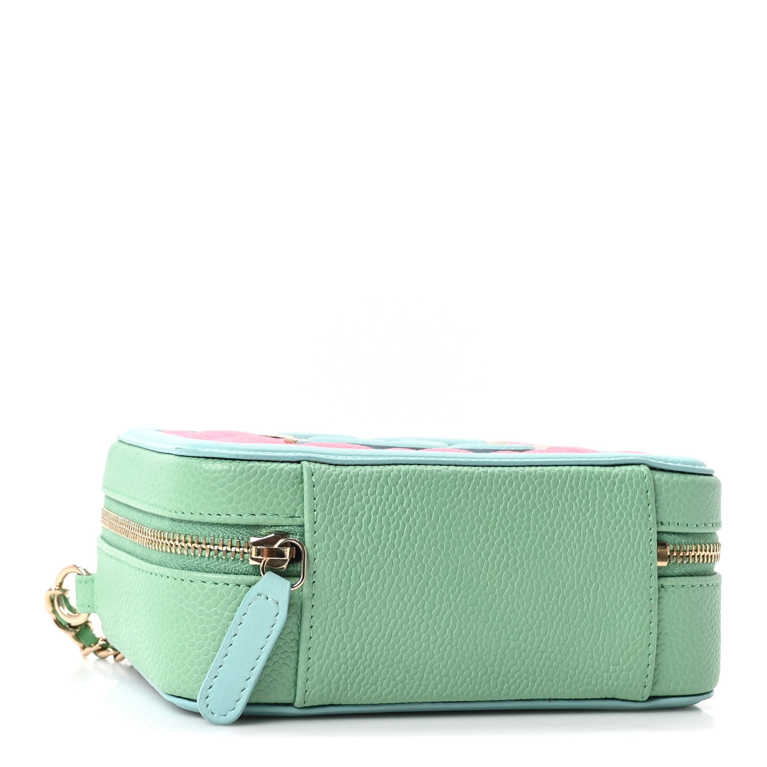 Chanel Caviar Quilted Filigree Vanity Clutch With Chain Pink Light Blue Green 4 of 10