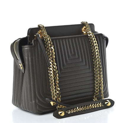 Fendi Shiny Nappa Trapuntata Chain Small DotCom Click Chain Satchel Carbone 3 of 10