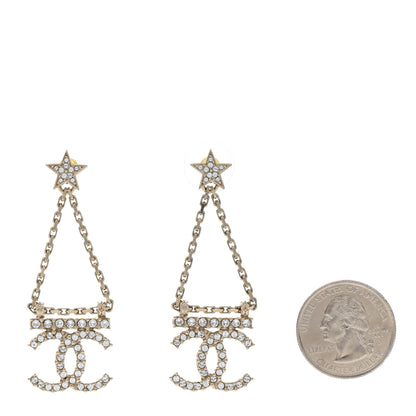 Chanel Crystal Star Drop CC Earrings Gold 2 of 5
