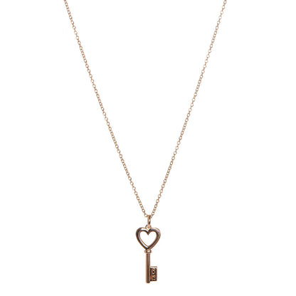 Tiffany 18K Rose Gold Mini Heart Key Pendant Necklace 1 of 5