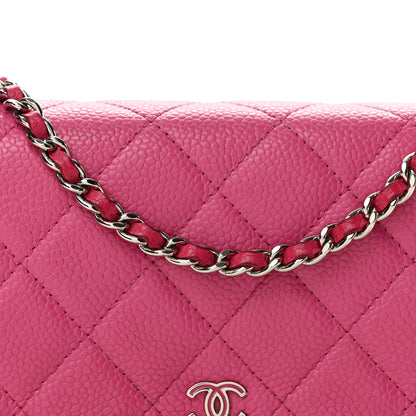 Chanel Caviar Enamel Quilted Wallet On Chain WOC Pink 9 of 14