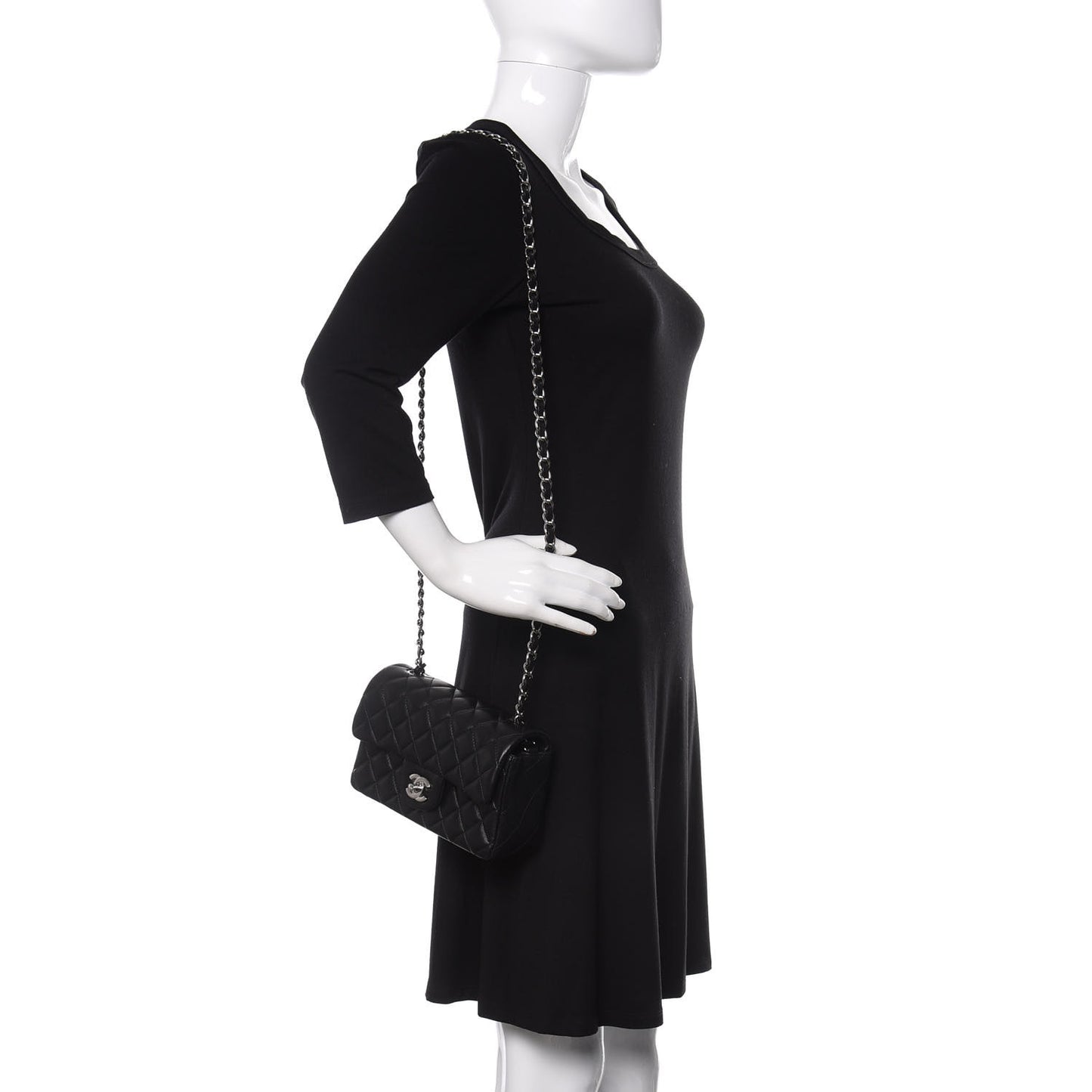 Lambskin Quilted Mini Rectangular Flap Black