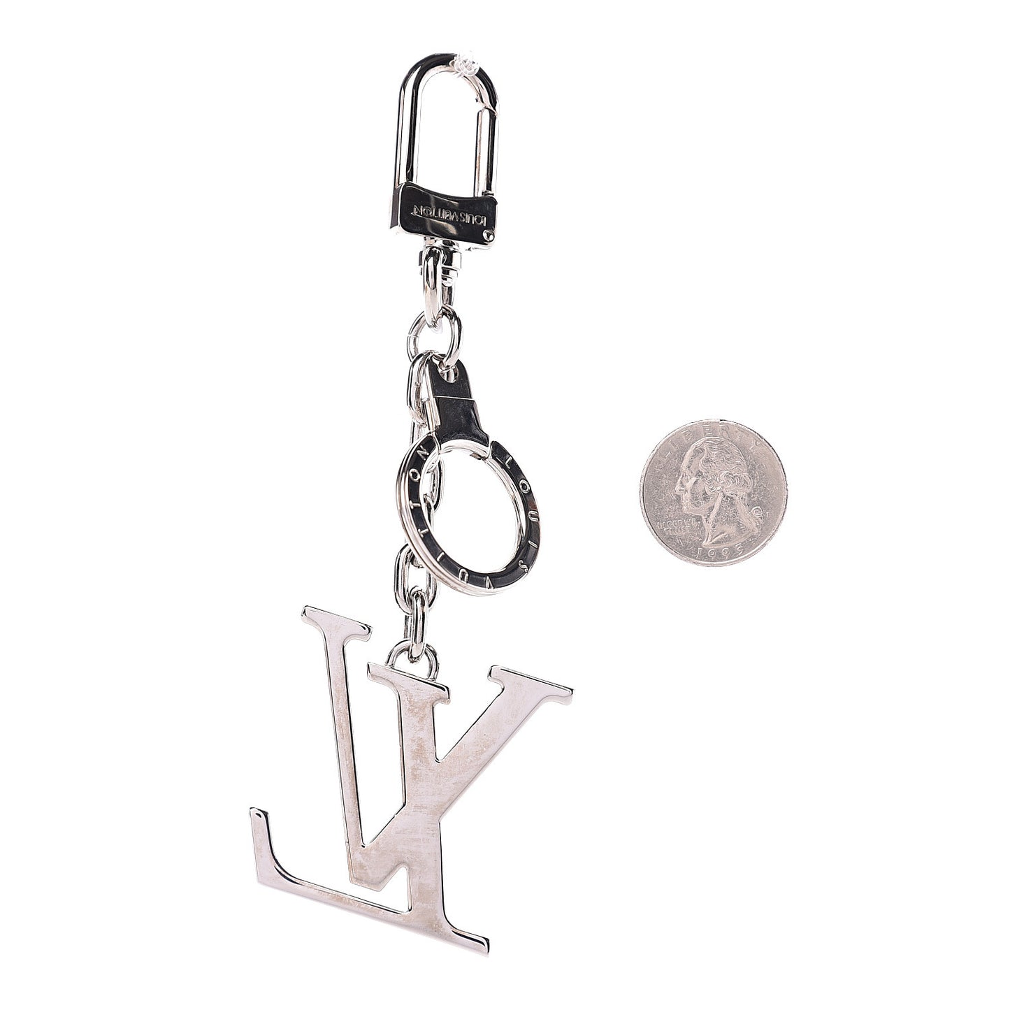 LV Facettes Bag Charm Key Holder Silver