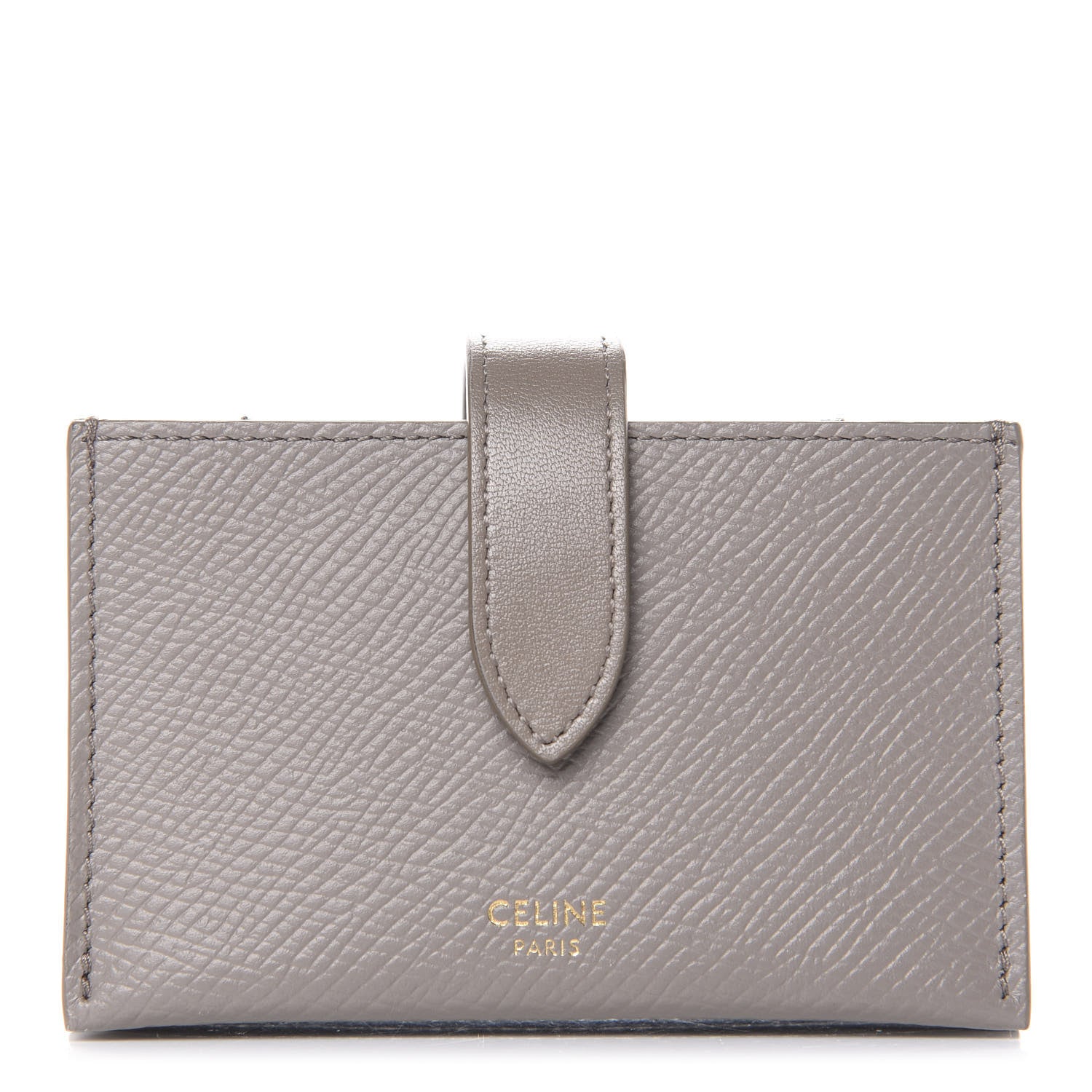 Celine Grained Shiny Calfskin Accordion Card Holder Pebble 1 of 9
