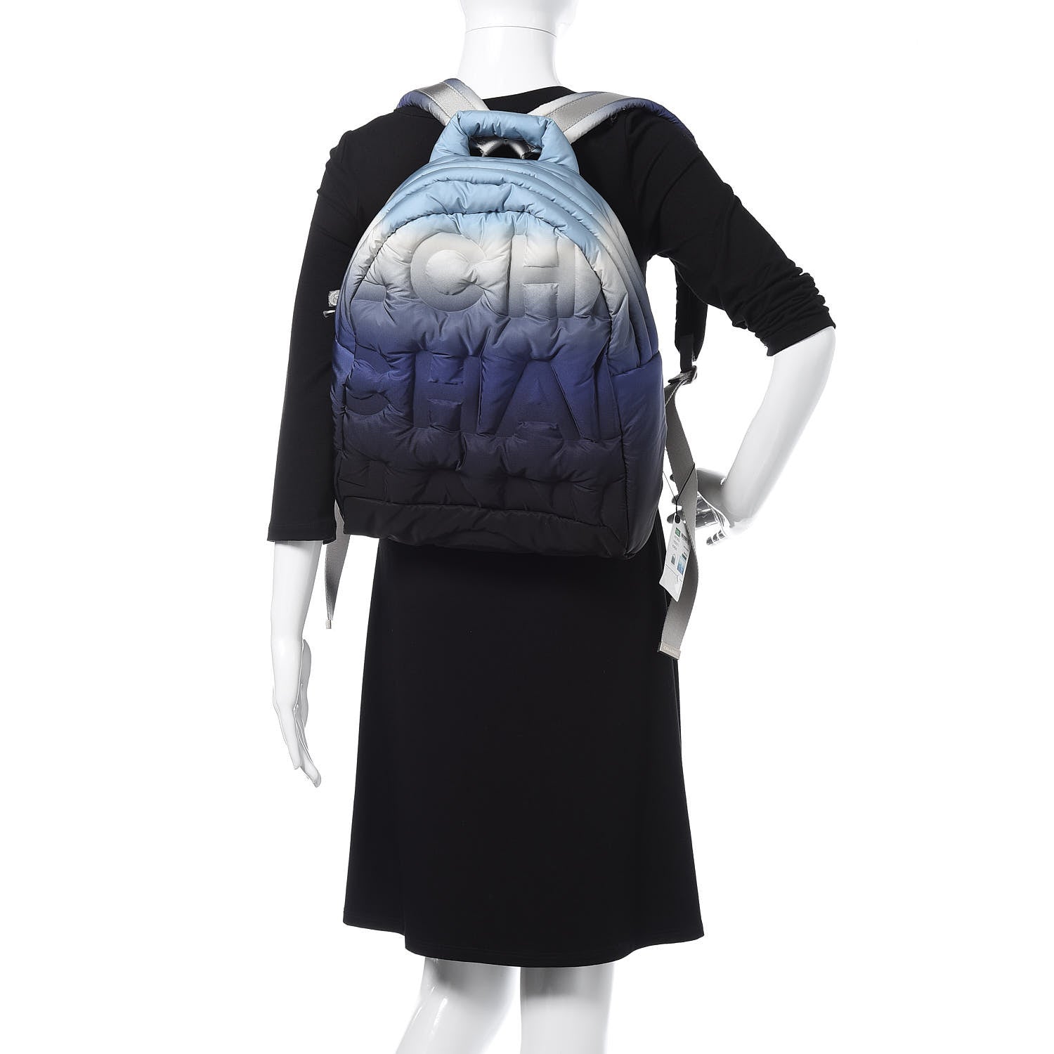 Chanel Nylon Embossed Small Doudoune Backpack Black Blue White 2 of 10